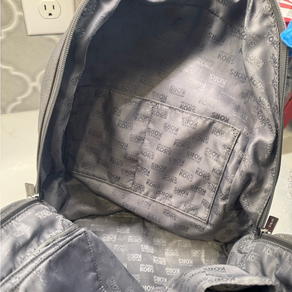 Michael Kors Gray Pebbled Leather Mini Backpack Purse Silver Hardware - Picture 11 of 12